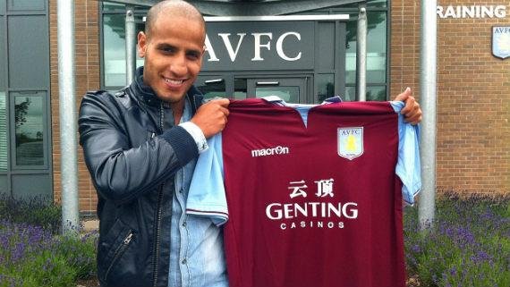 New Aston Villa signing Karim El Ahmadi with the shirt